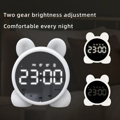 Kawaii Cat Bluetooth Mirror Alarm Clock 🐾🌟 – Adorable Kids Bedside Clock with LED Display & Double Alarms! 🎶💤