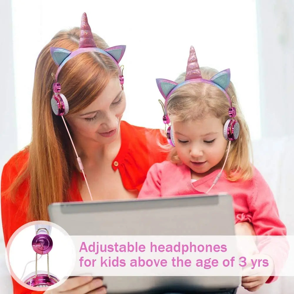 Kawaii Unicorn Pink Headphones 🎀🎶 | Adorable Wired Headset for Girls & Teens with Microphone | Perfect Gift for School & Celebrations! 🌈✨