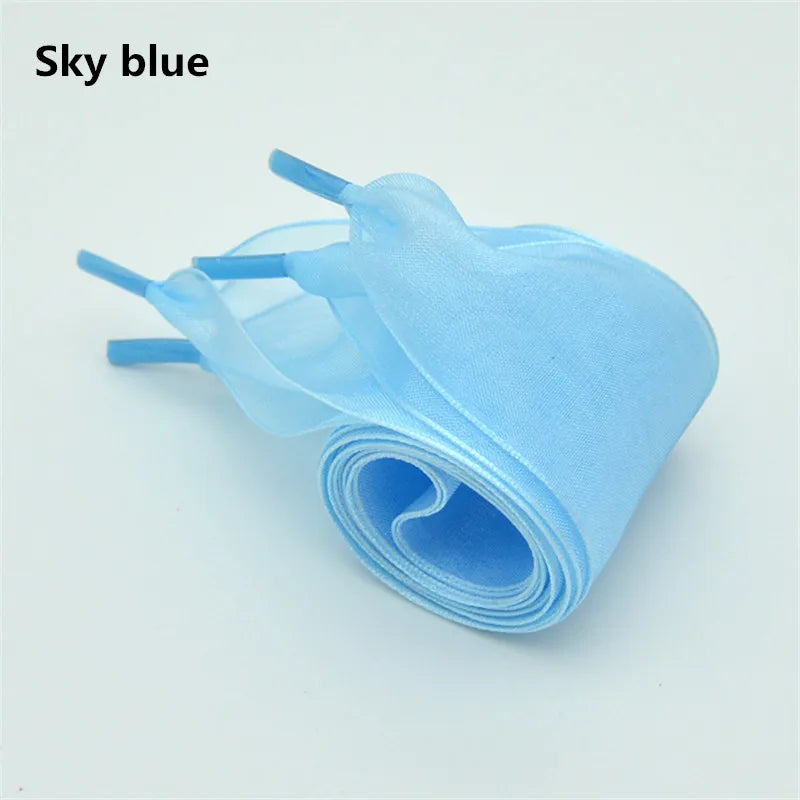 Wide 4cm Transparent Chiffon Silk Flat Shoelaces With Big Bow 👟🎀
