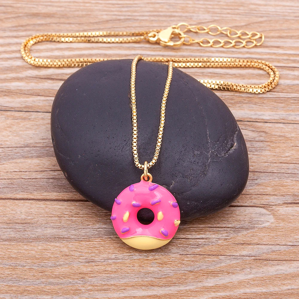 Sweet Kawaii Donut Pendant Necklace 🍩✨