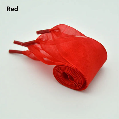 Wide 4cm Transparent Chiffon Silk Flat Shoelaces With Big Bow 👟🎀