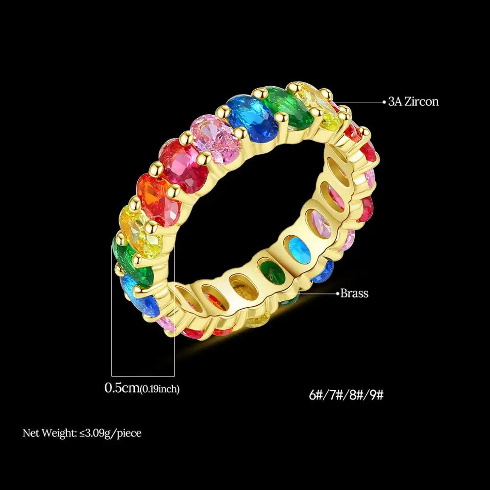 Kawaii Rainbow Sparkle CZ Baguette Ring 🌈✨ | Cute Engagement & Wedding Jewelry 💍💖