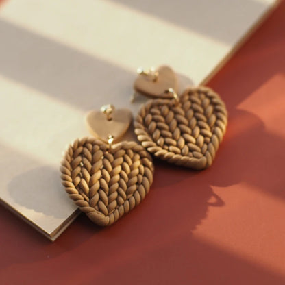Heart Pattern Braided Polymer Clay Earrings Set 💖 Cute Dangle Jewelry For Women
