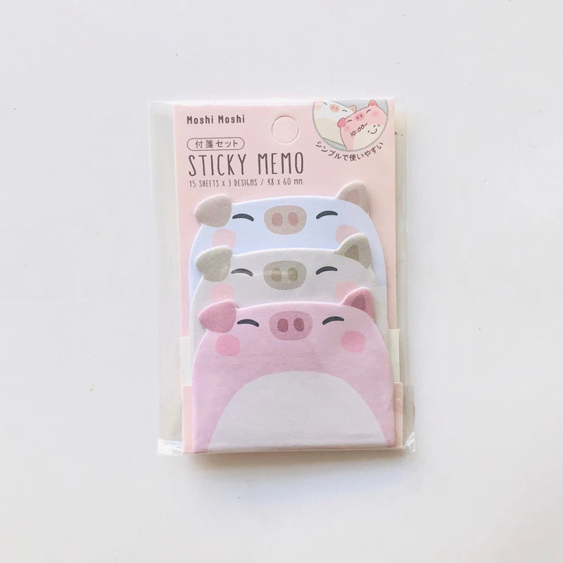 🐧✨ Adorable Animal Sticky Notes Set - 45 Sheets of Fun Penguin, Pig, Bear, & Cat Memo Pads for Students! 🎉📚
