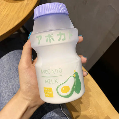 🍉 Cute & Colorful 480ml Frosted Fruit Water Bottle - Adorable Milk Carton Design for Kids! 🍑