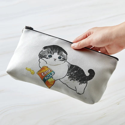 Adorable Kawaii Cat Makeup Bag 🐾✨ - Cute Canvas Cosmetic Organizer for Travel & Toiletries! 👜🌈