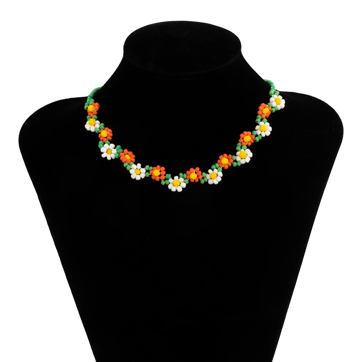 🌈 Boho Chic Rainbow Seed Beads Choker 🌸 Kawaii Floral Necklace for Women ✨ Trendy Korean Fashion Jewelry