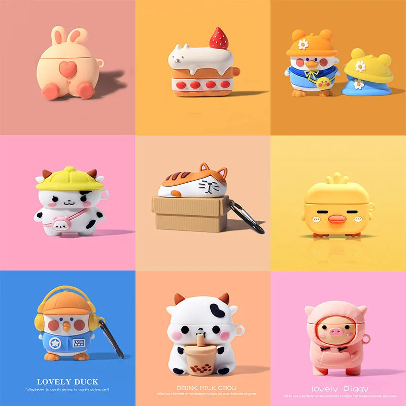 🎉✨ Adorable 3D Pig & Cow Silicone Case for AirPods Pro 🐷🐮 - Cute & Protective Earphone Cover! 🎧💖 - Pixie Quill