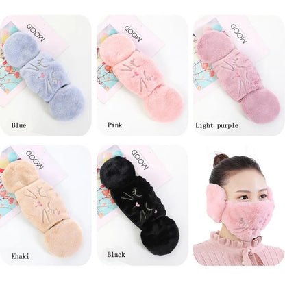 Cute Cat 2-in-1 Earmuff & Mask 🐱❄️ Cozy Cartoon Warmth for Winter Adventures!