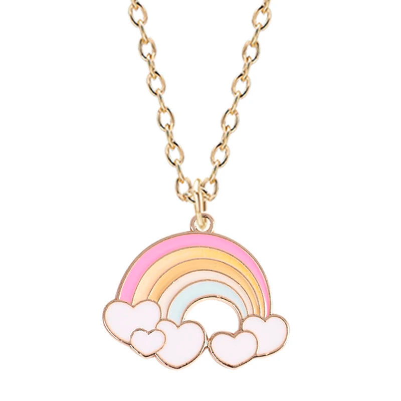 Kawaii Rainbow Heart Cloud Pendant Necklace 🌈✨ | Cute Choker for Parties & Gifts 🎁💕