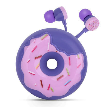 Kawaii Donut Earbuds 🍩✨ - Adorable Wired Headphones with Microphone & Cute Case for Kids 🎧🐾