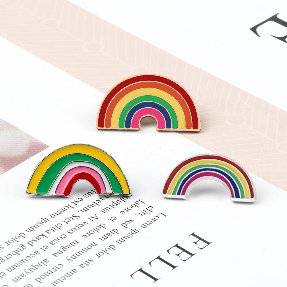 Kawaii Rainbow Enamel Brooch Pins 🌈✨ | Cute Metal Badge for Women 🎀 | Trendy Cartoon Accessories for Hats & Collars 👒💖