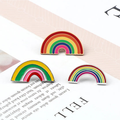 Kawaii Rainbow Enamel Brooch Pins 🌈✨ | Cute Metal Badge for Women 🎀 | Trendy Cartoon Accessories for Hats & Collars 👒💖