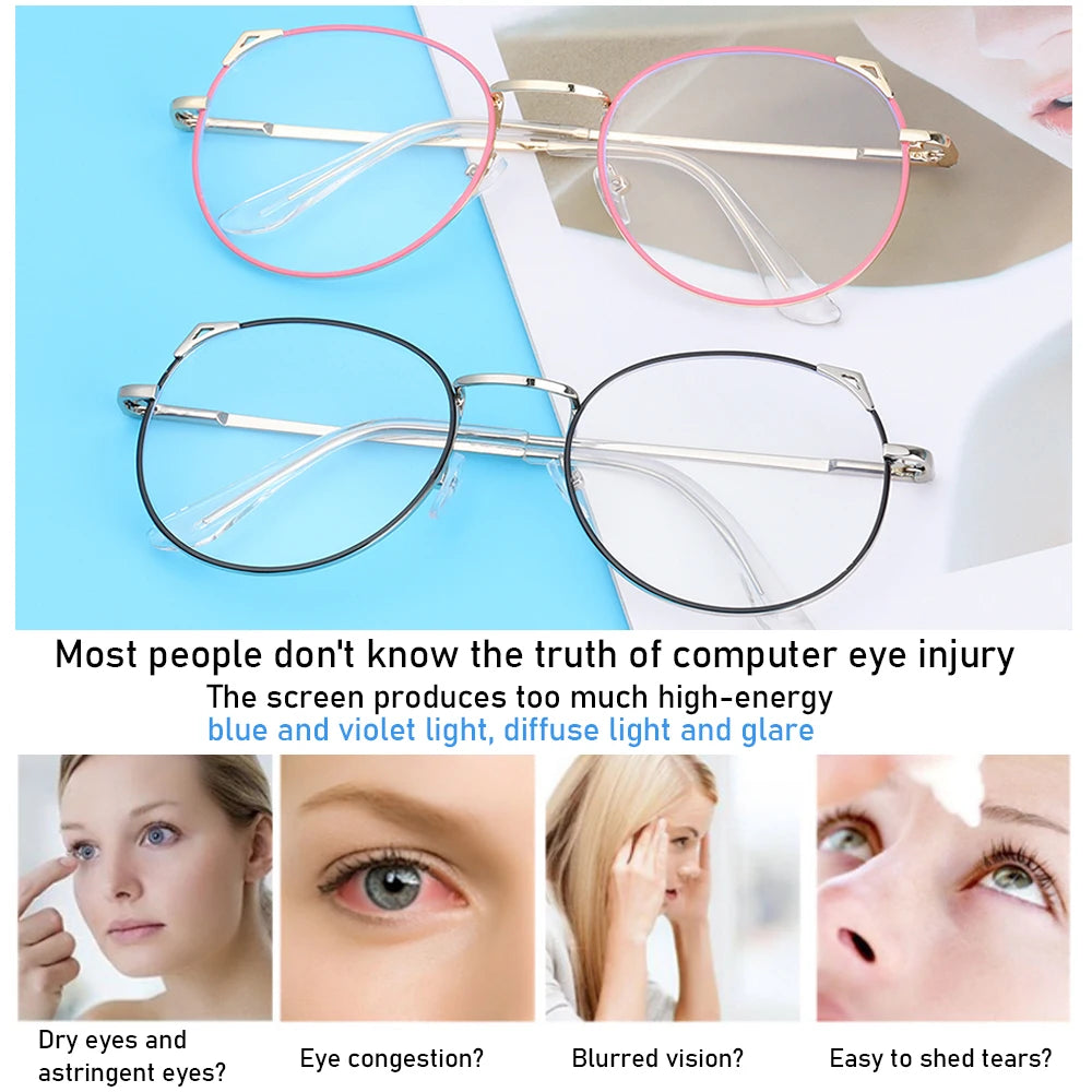 Kawaii Cat Ear Anti-Blue Light Glasses 🐾✨ | Cute Metal Eyewear for Stylish Eye Protection! 🌈👓