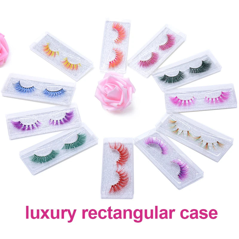 Kawaii Rainbow Mink Lashes 🌈 | 3D/5D Colorful Faux Eyelashes for Cosplay & Halloween 🎉