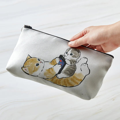 Adorable Kawaii Cat Makeup Bag 🐾✨ - Cute Canvas Cosmetic Organizer for Travel & Toiletries! 👜🌈