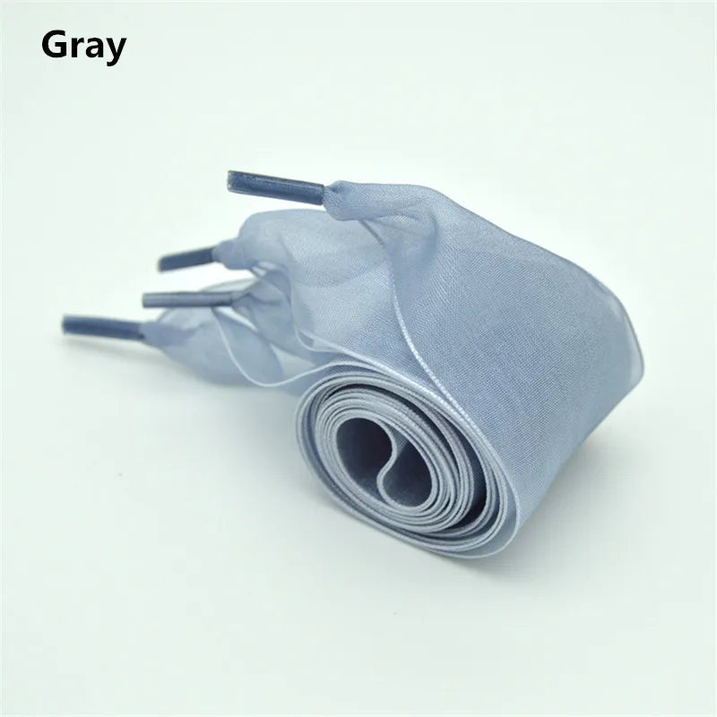 Wide 4cm Transparent Chiffon Silk Flat Shoelaces With Big Bow 👟🎀