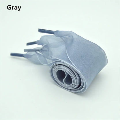Wide 4cm Transparent Chiffon Silk Flat Shoelaces With Big Bow 👟🎀