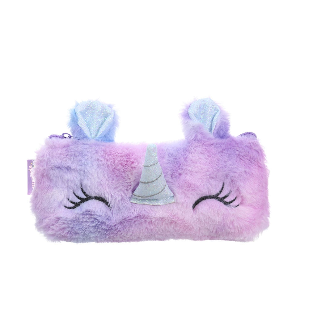 Cute Unicorn Winter Plush Pencil Case 🦄✨ | Kawaii Cartoon Storage Bag for Young Girls 🎀📚