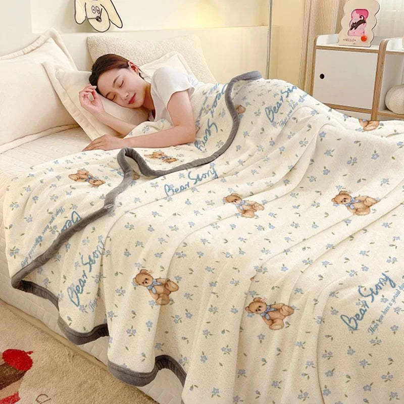YanYangTian 2024 New Thin blanket sofa cover bedding Cute puppy print Autumn Winter warm comforter Home and decoration - Pixie Quill