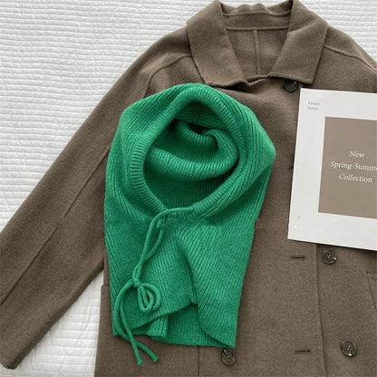 Knit Hooded Balaclava Beanie For Women Warm Winter Korean Style Drawstring 🐰