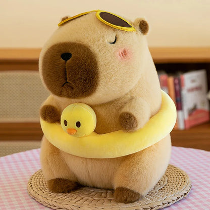 Adorable Capybara Plush Toy 🌸 | Soft Stuffed Animal with Lotus Flower 🌟 | Perfect Gift for Kids 🎁 | Kawaii White-face Monkey Doll 🐒