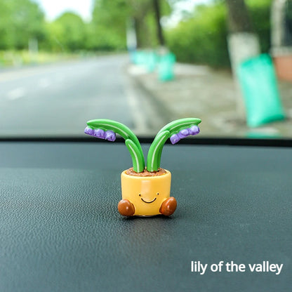 Kawaii Flower Pot Elf 🌸✨ - Adorable Resin Car Interior Decor & Desktop Ornaments 🚗🌼