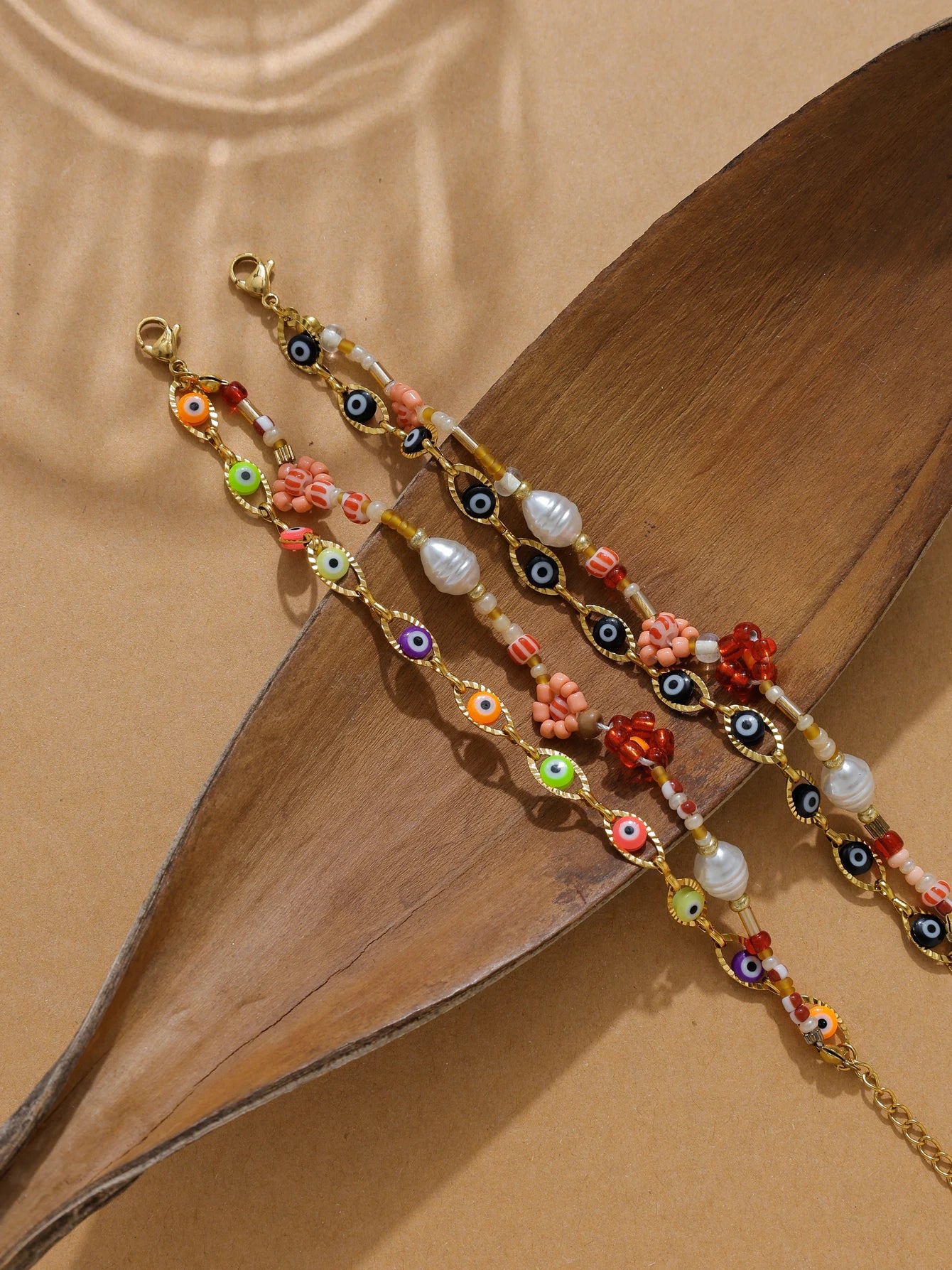 Stainless Steel Evil Eye Pearl Double Layer Bracelet For Women Enamel Rice Beads Jewelry With Lucky Turkish Charm 🧿✨💎