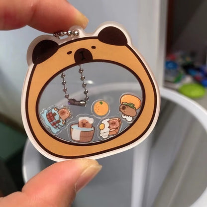 Adorable Capybara Rocker Keychain 🎀 | Kawaii Acrylic Pendant for Friends 🥰✨