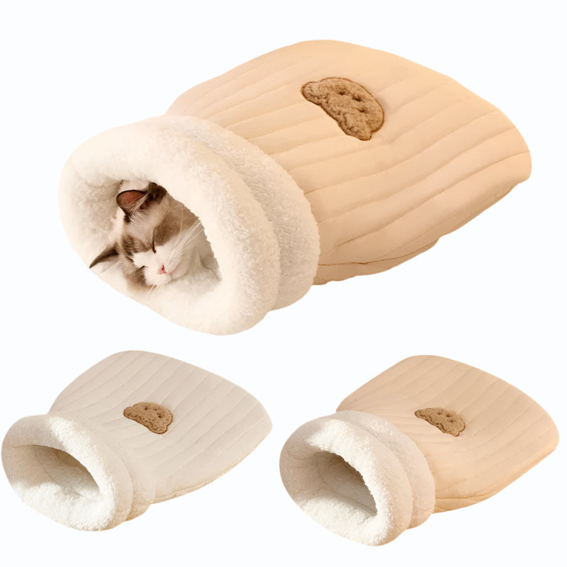 Cozy Kawaii Cat Tunnel Nest 🐾💖 Soft Plush Sleeping Bag for Purr-fect Snuggles! 💤🐱