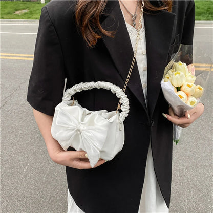Kawaii Bowknot PU Leather Shoulder Bag 🎀 | Cute Chain Messenger Handbag for Stylish Women 💖
