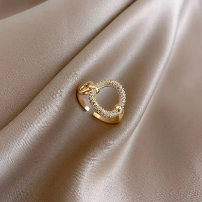 Kawaii Love Crystal Ring 💖✨ - 14K Gold Plated Heart Design for Elegant Daily Wear! 🌟💍