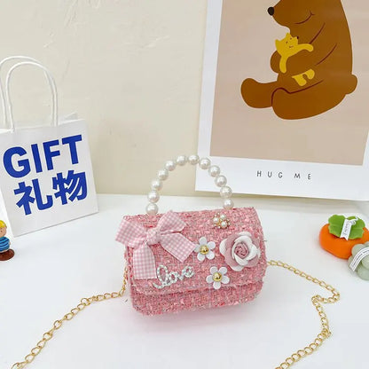 Kawaii Princess Pearl Handbag 👜✨ - Adorable Bow Shoulder Messenger Bag for Kids & Parents! 🌸👧