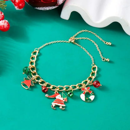 Whimsical Christmas Bracelet With Santa Snowman Star Pendant Jewelry Adjustable🎄