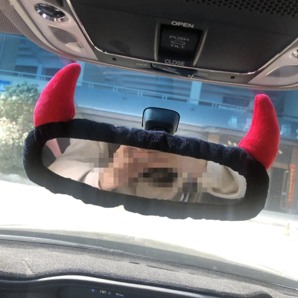 Kawaii Plushy Cartoon Rear View Mirror Cover 🌈✨ - Adorable Elastic Car Accessory for a Charming Ride! 🚗💕