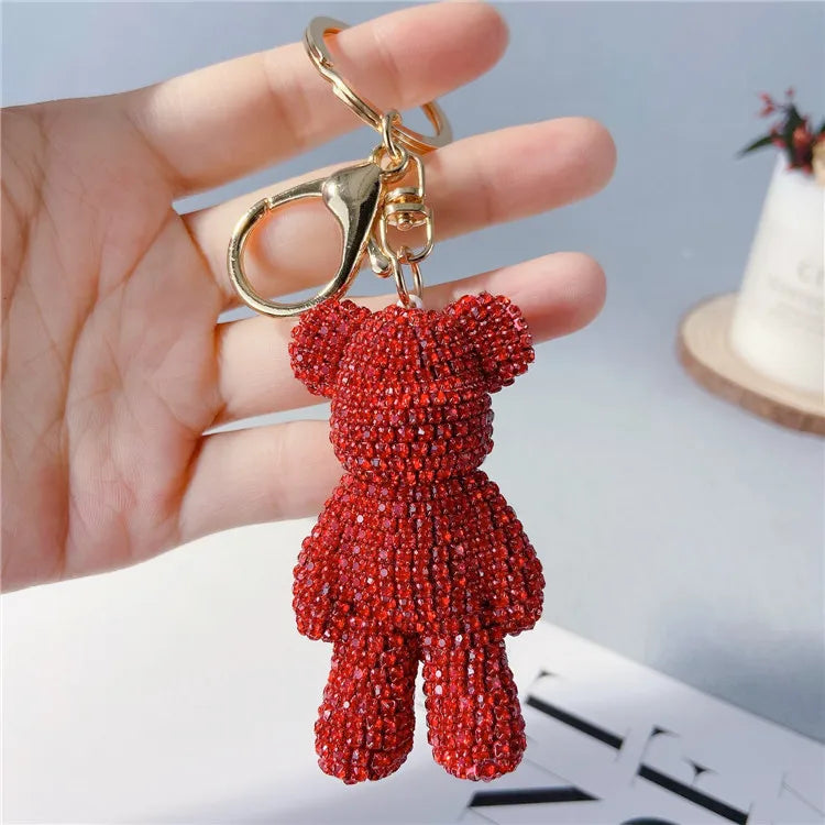 Diamond Studded Teddy Bear Keychain Cartoon Doll Charm 🐻✨
