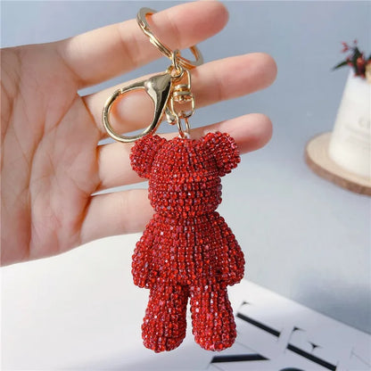 Diamond Studded Teddy Bear Keychain Cartoon Doll Charm 🐻✨