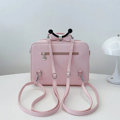 Square TV Shape Ita Bag Japanese Retro Ulzzang Women Shoulder Crossbody Bag Cute Large Capacity Transparent Insert Backpack