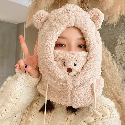 Kawaii Bear Ears Winter Beanie with Warm Mask 🌟❄️