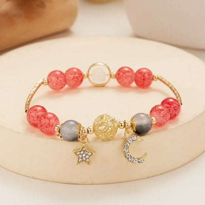 🌸 Kawaii Cherry Blossom Crystal Bracelet 🌸 | Elegant Beaded Charm Jewelry for Girls 💖✨
