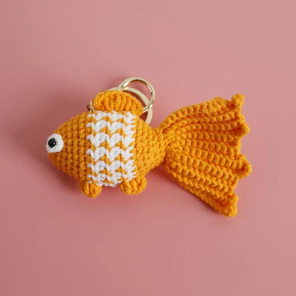 Cute Clown Fish Crochet Keychains For Bags, Handmade Goldfish Charm 🧶🐠
