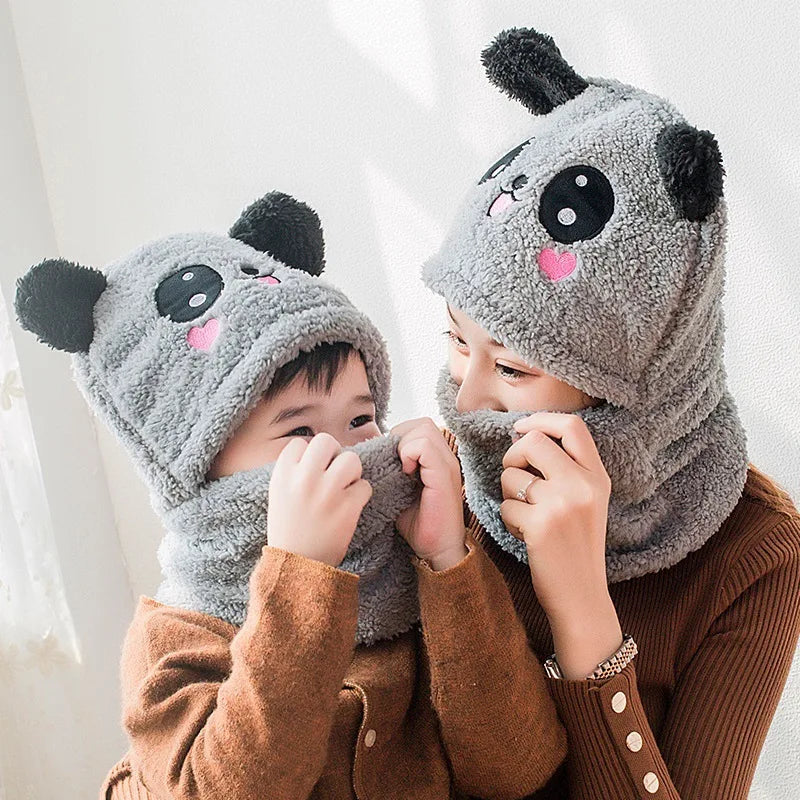 Kawaii Cozy Cartoon Scarf & Hat Set for Kids 🧢❄️ | Adorable Double Layer Wool Warmth for Boys & Girls 🌈💖