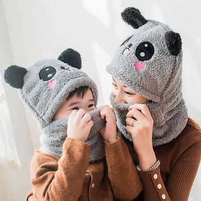 Kawaii Cozy Cartoon Scarf & Hat Set for Kids 🧢❄️ | Adorable Double Layer Wool Warmth for Boys & Girls 🌈💖