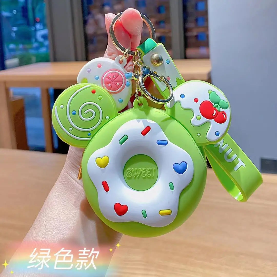 Kawaii Donut Rabbit Coin Purse 🎀✨ | Cute Silicone Keychain & Storage Bag for Girls 🐰🍩