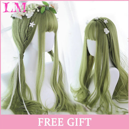 Kawaii Ombre Green Wavy Wig 🌟✨ | Heat-Resistant Fiber for Cosplay & Daily Style 💚🎀