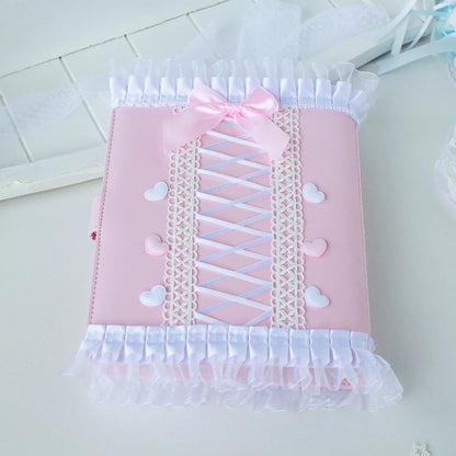 Pink A5 Binder With Lace Decor 💗 Cute ID Card Holder 📚 School Stationery