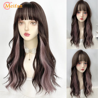Kawaii Ombre Pink & Blonde Long Straight Wig 🎀✨ - Cute Lolita Cosplay Hair for Parties & Halloween! 🌸🖤