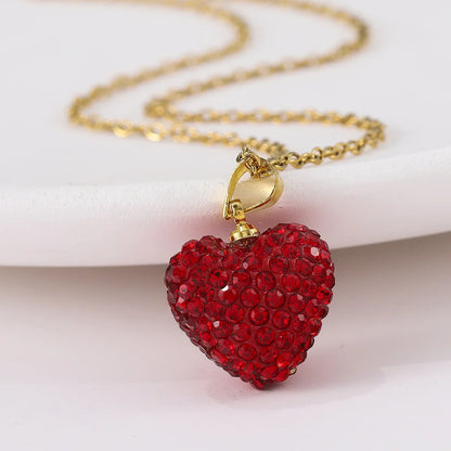 Kawaii Love Heart Strawberry Pendant Necklace 🍓💕 - Sweet & Trendy Jewelry for Women, Perfect Party Gift!