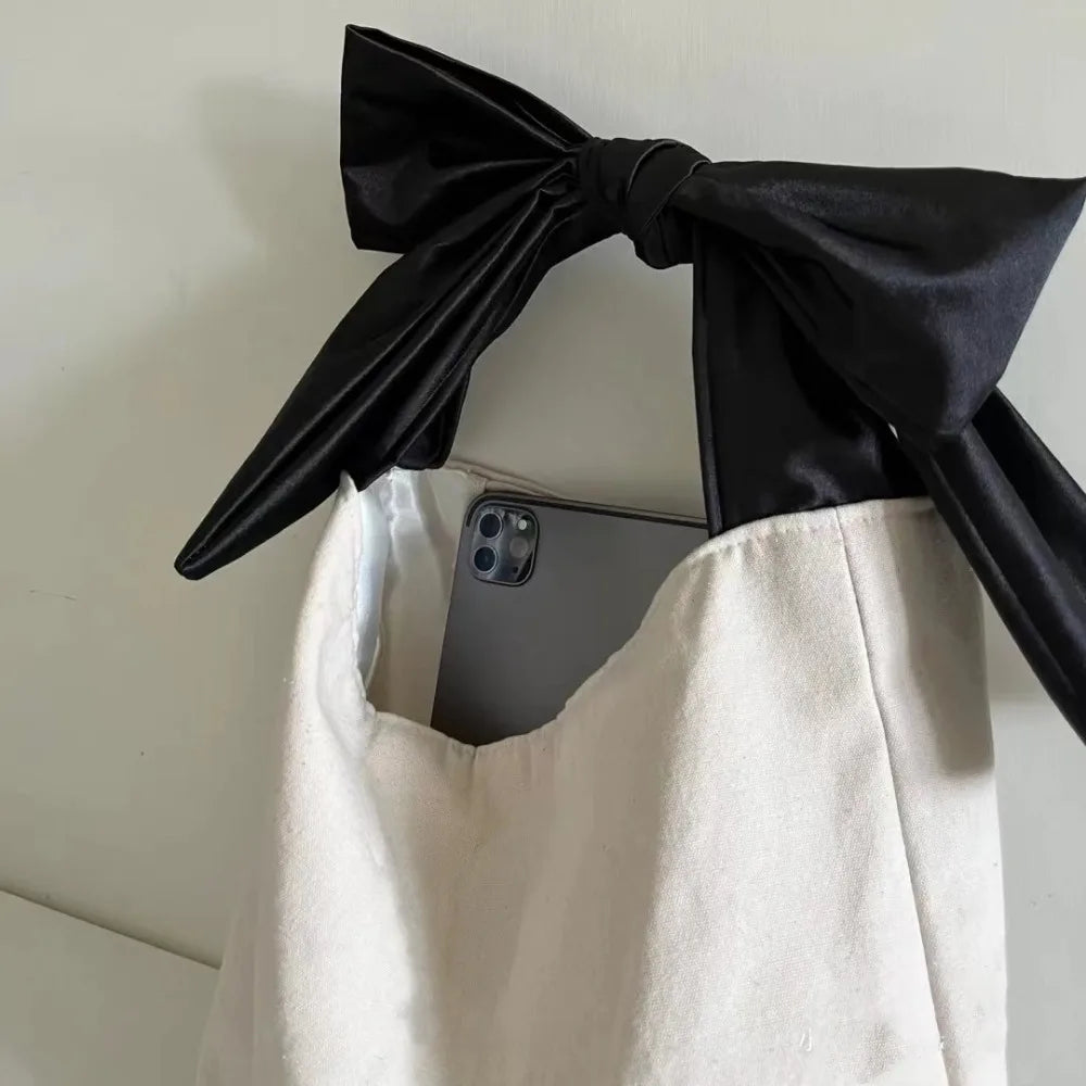 Adorable Y2k Bow-Knot Canvas Shoulder Bag 🌸✨