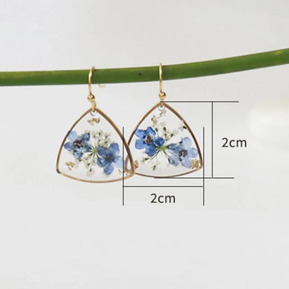 Elegant Pressed Flower Earrings For Women Natural Blue Floral Drop Earrings Handmake Epoxy Resin Plant Earring Jewelry Wholesale